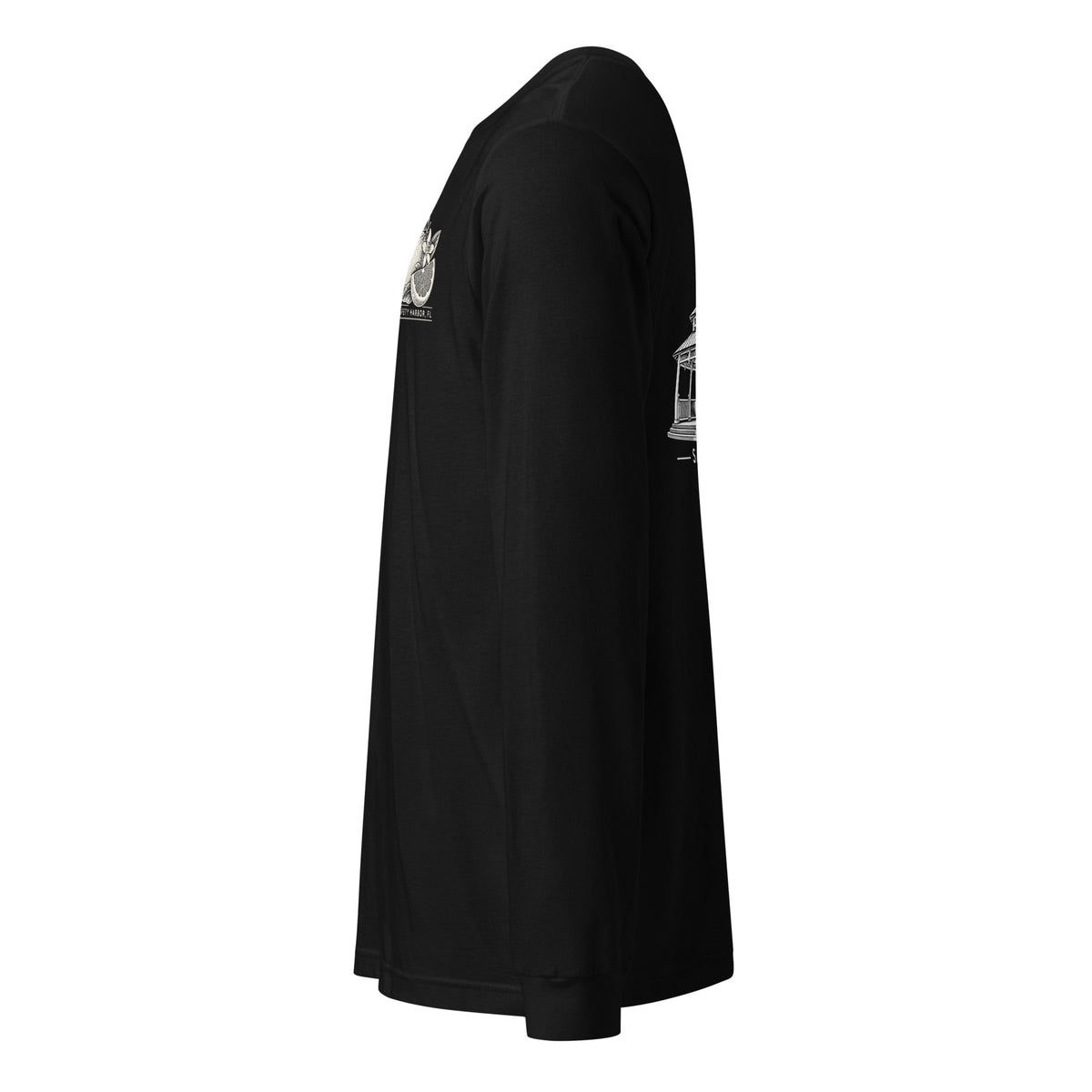 Safety Harbor gazebo long sleeve tee in Black, left sleeve view