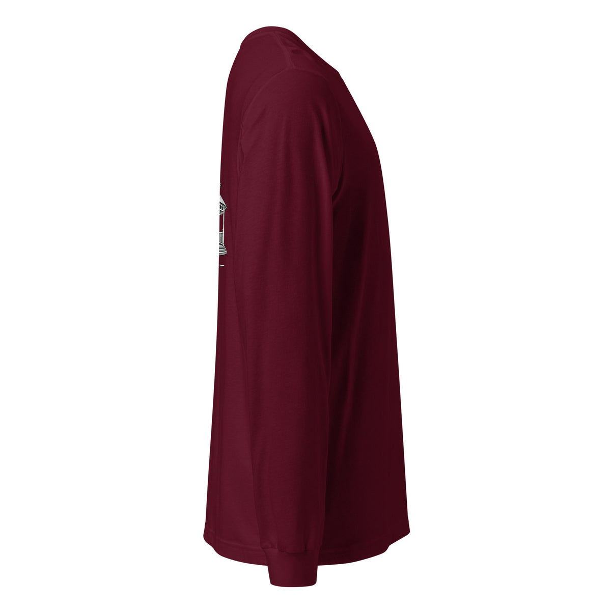 Safety Harbor gazebo long sleeve tee in Maroon, right sleeve view