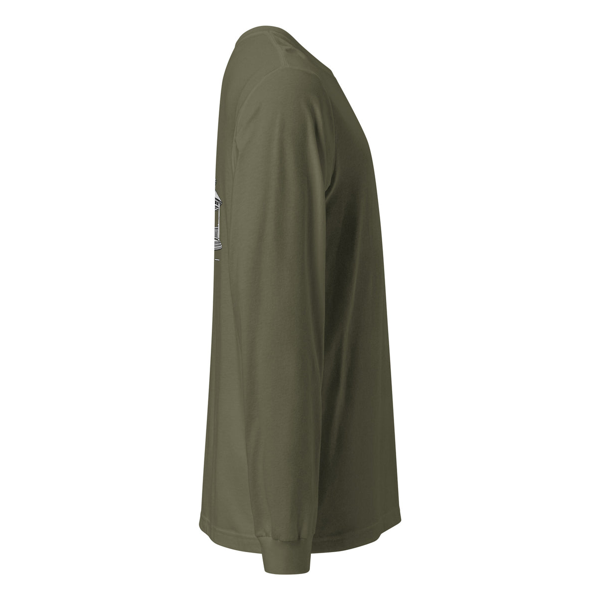 Safety Harbor gazebo long sleeve tee in Military Green, right sleeve view