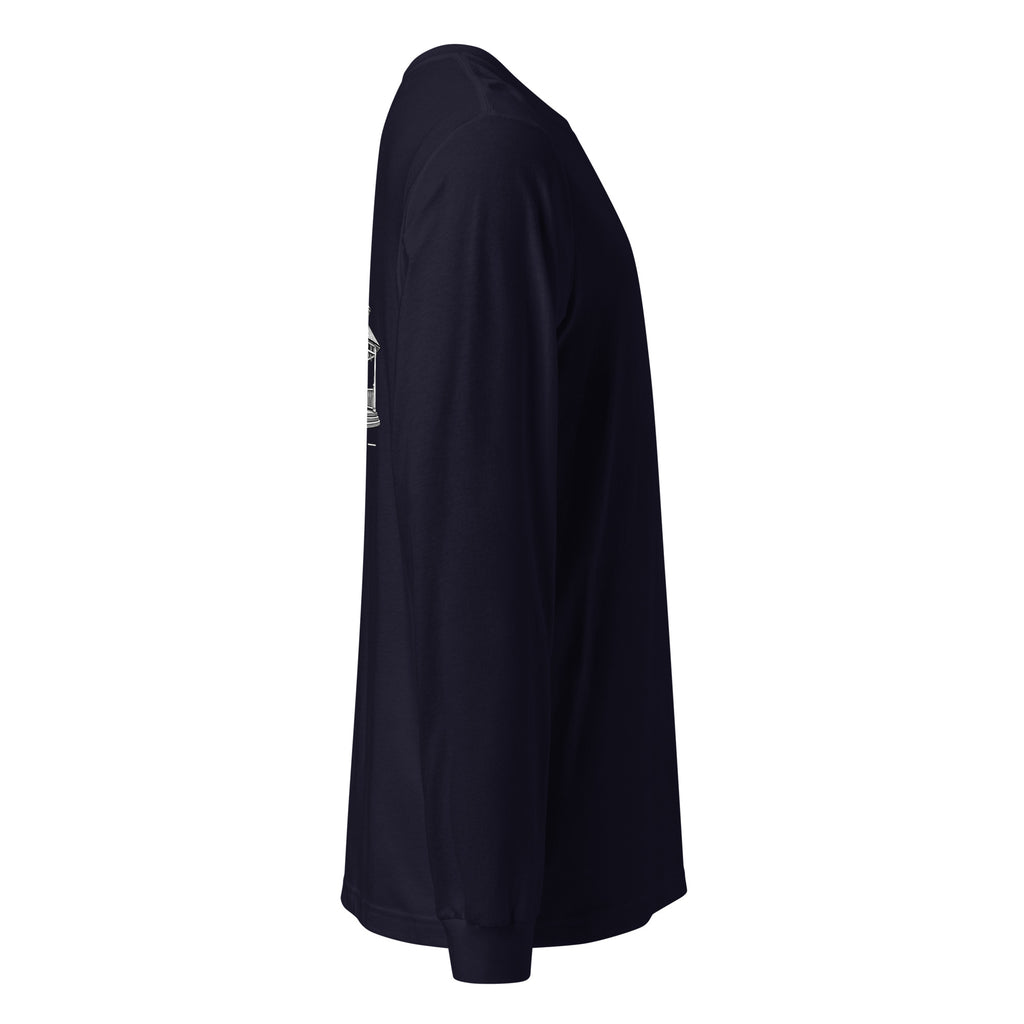 Safety Harbor gazebo long sleeve tee in Navy, right sleeve view