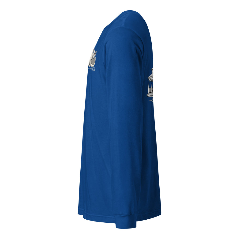 Safety Harbor gazebo long sleeve tee in True Royal, left sleeve view